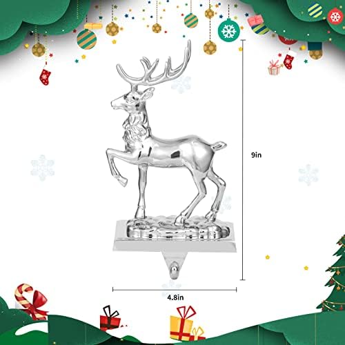 קולב גרבי מנטל לחג המולד, מחזיק גרב איילים תלת מימדי למעטפת, אחיזות מנטל דקורטיביות ללא החלקה ללא דו-סגסוג