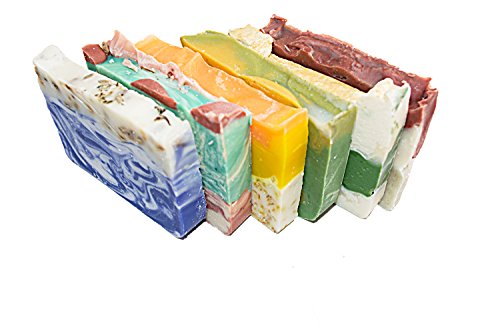 אוסף סבון פרחוני -6 ברים אורחים של 2 אונקיות, סט סבון בגודל מדגם-סבונים טבעיים בעבודת יד. בוץ ברזילאי, תפוז,