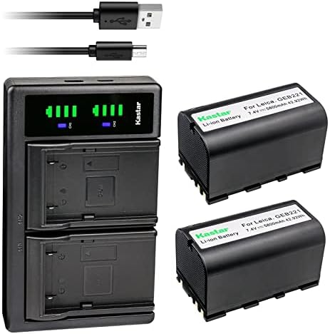 Kastar Ltd2 מטען סוללות USB התואם לציוד סקר Leica, סך התחנה TS02, TS06, TS09, TS11, TS12, TS16,