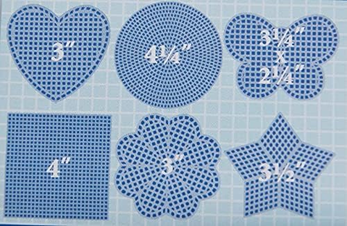 קרפט אספקת פלסטיק בד מעגל, כיכר, לב, כוכב, פרח, &מגבר; פרפר - מגוון חבילה-2.25 סנטימטרים כדי 4.25 אינץ