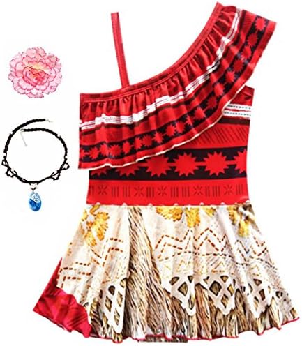 מרוסוני בנות בגדי ים מקשה אחת בגד ים דיגיטלי הדפסת מואנה הרפתקאות ביקיני עם שרשרת ופרח