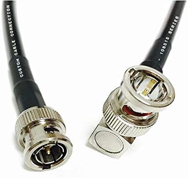 חיבור כבלים מותאם אישית 6 רגל HD -SDI RG6 BNC ל- BNC זווית ימנית וידאו כבל קואקסיאלי שחור - מיוצר בארצות הברית