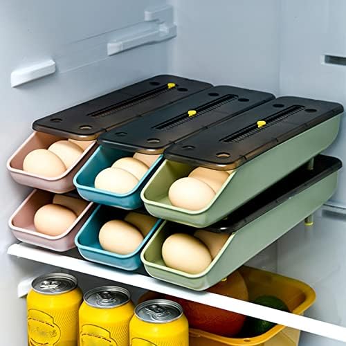 תיבת אחסון ביצת גיפס למקרר, תיבת אחסון ביצה ניתן לגיבוב שקוף קיבולת גדולה אוטומטי מתגלגל ביצת מקרר תיבת אחסון