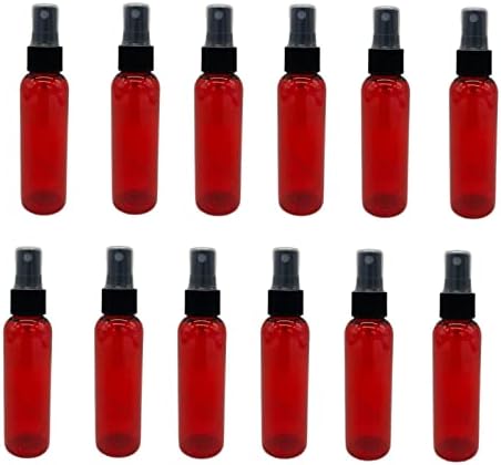 בקבוקי ריסוס פלסטיק אדומים של קוסמו 2 אונקיות -12 אריזות בקבוק ריסוס ריק למילוי חוזר - ללא בסיס-שמנים