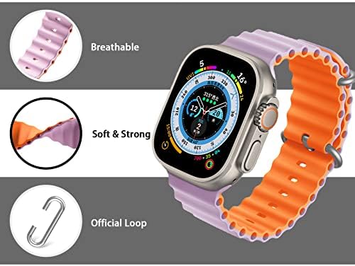 טקראסינג אוקיינוס ​​סיליקון רצועת ספורט רצועת צמיד החלפת צבע שני טון תואם ל- Apple Watch Iwatch Ultra