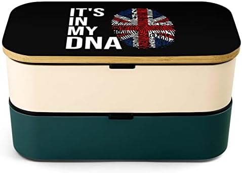 זה ב- DNA שלי דגל בריטי שכבה כפולה שכבה בנטו קופסת ארוחת הצהריים עם כלי ארוחת צהריים לערימה כוללת 2