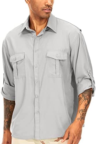 חולצות ספארי שרוול ארוך של אנטאף לגברים UPF 50+ קיר