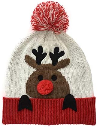 פקסימזל יוניסקס חג המולד כובע חורף סרוג סרוגה כפת סנטה כובע לנשים גברים