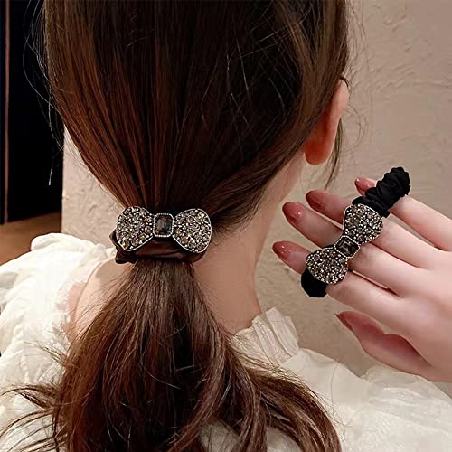 4 יחידות אופנה קשת כל התאמה ריינסטון שיער טבעת, סיכת קשת קליפ שיער אביזרי עבור נשים בנות.