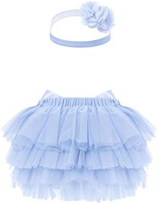 Acsuss תינוקות תינוקות 2 יחידות תלבושת נסיכה מקסימה חצאית רשת טוטו עם סרט ראש ליום הולדת לחתונה