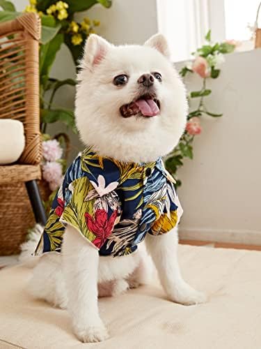 קוויני עלה &פרח הדפסת כלב חולצה הוואי סגנון חתול כלב חולצה לנשימה מגניב בגדי חוף חוף ים גור סווטשירט