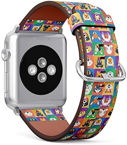 תואם לסדרת Apple Watch 5, 4, 3, 2, 1 צמיד עור צמיד להחלפת פס אביזר + מתאמים - כלבים