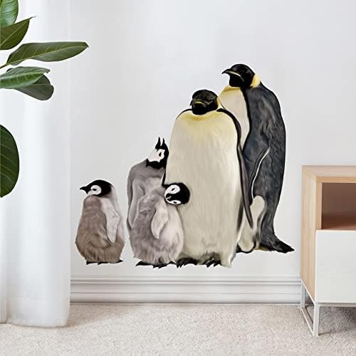 Royolam Penguin קיר משפחתי מדב השתלת קיר בעלי חיים מדבקת קילוף נשלף ומקל מדבקות עיצוב אמנות אטום למים