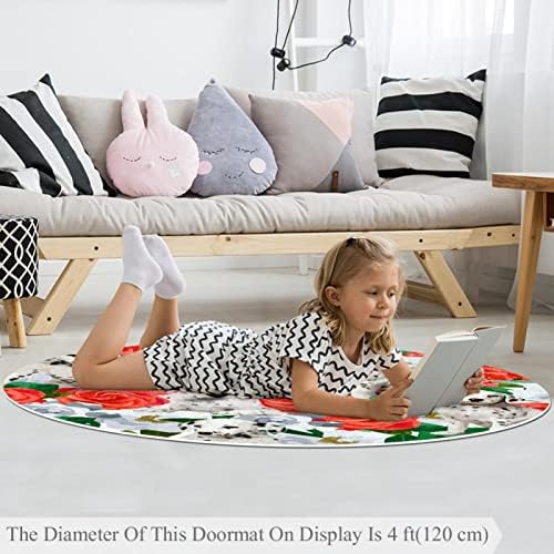 Llnsupply ילדים שטיח 4 רגל שטיחים באזור עגול גדול לבנות בנים תינוק - כלב ספוט, תפאורה ביתית מתקפלת משחק