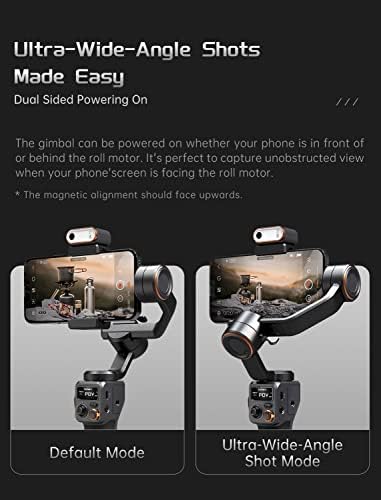 ערכת הוהם איסטדי מ '6 מייצב גימבל לסמארטפון 3 צירים עם חיישן מעקב בינה מלאכותית למילוי מגנטי לאייפון