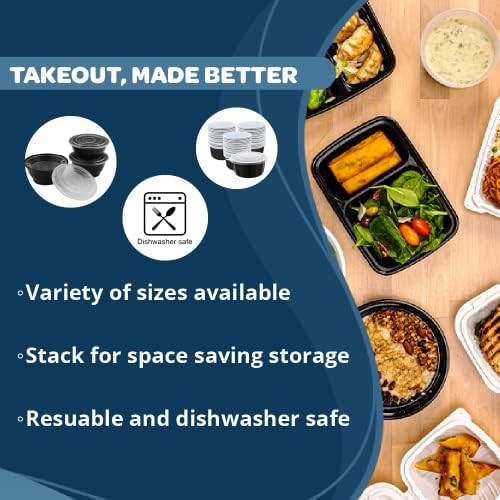 קערות טייע מזון של TIYA - אחסון פלסטיק שחור מכולות ללימוד - קערות מסעדות בטוחות של מדיח כלים הניתן לשימוש מחדש