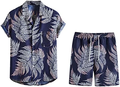 כפתור מזדמן של קיץ גברים מטה סטים הוואי סטים חולצת שרוול קצר ומכנסיים קצרים 2 חתיכות תלבושות טרופיות