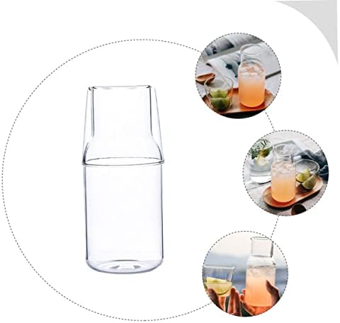 Luxshiny 1 הגדר סיר זכוכית בורוסיליקט גבוה בקבוקי זכוכית צלולים עם כוסות כוסות כוסות עם כוס זכוכית