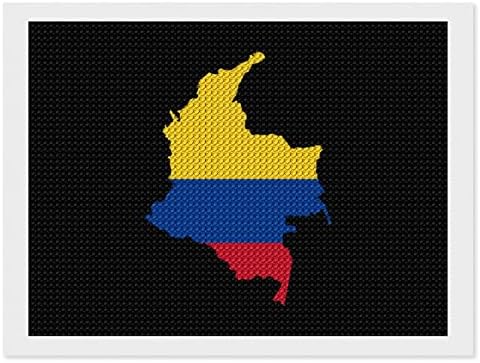 מפת דגל של ערכות צביעת יהלומים בקולומביה 5D DIY DIY מקדחה מלאה ריינסטון אמנויות עיצוב קיר למבוגרים 8 X12