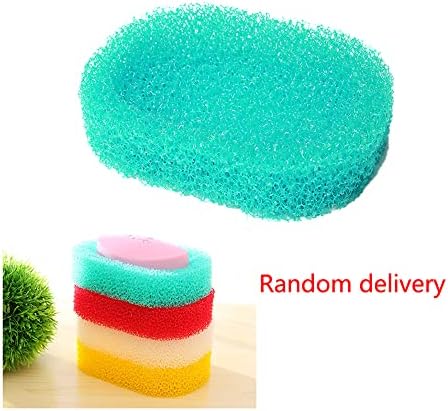 Gshjulaikj צבע אקראי ספוג צלחת סבון צלחת אמבטיה ערכת סבון מחזיק סבון מהיר ספוג יבש קופסת סבון קופסת מטבח חדר אמבטיה