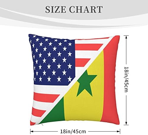 Kadeux America and Senegal Flag Fillow תוספות כריות זריקה בגודל 18x18 אינץ 'הכנס כיסוי כרית זריקה מרובע