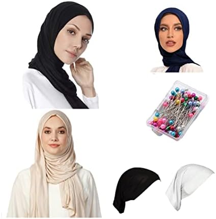 3 חיג'אבים של ג'רסיי+ 2 קפסים+ hijabpins = 22 $ משלוח מארהב, גודל 70x28 אינץ ', צעיפי חיג'אב לנשים משלוחים