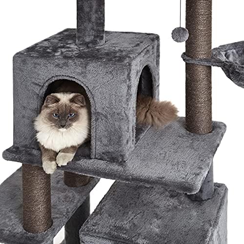 45 סנטימטרים רב-רמת חתול מגדל, חתול עץ, חתול עץ חתול מגדל, עם ערסל & סיסל-מכוסה מגרד הודעות, 2 יוקרה דירות, עבור