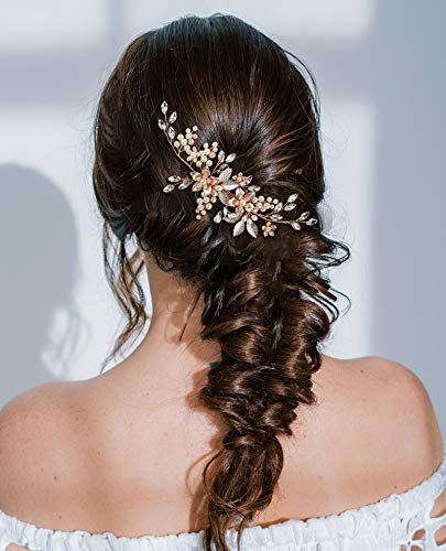 חתונה שיער מסרק קליפ עבור כלות שיער אבזרים, זהב כלה שיער חתיכות חתונה שיער אביזרי עבור כלות נשים