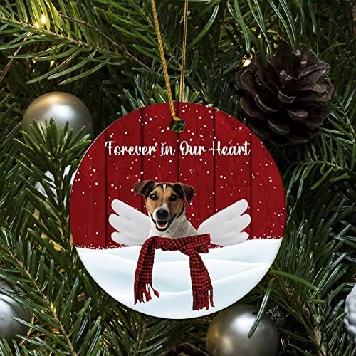 זווית כלב זיכרון חג המולד קישוט לנצח שלנו לב עגול מזכרת לברדור רטריבר כלב 3.2 אינץ שני צד מודפס