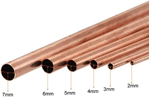 צינור נחושת UXCELL, 2 ממ 3 ממ 4 ממ 5 ממ 6 ממ 7 ממ OD x 0.5 ממ עובי קיר בעובי 200 ממ באורך מתכת,