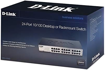 D-Link 24-Port 10/100 מתג שולחן עבודה או מתג שולחן עבודה או Rackmount לא מנוהל, שחור