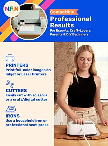פעילויות Nufun נייר העברת חום להדפסה ברזל על חולצות T, בדים כהים, 500 גיליונות 8.5 x 11 אינץ