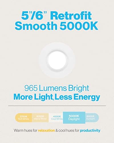 Sunco LED תאורה שקועה 6 אינץ ', 24 חבילה 5000 אלף אור יום 50,000 שעות חיים, אורות פחית לעומק, לקצץ חלק,