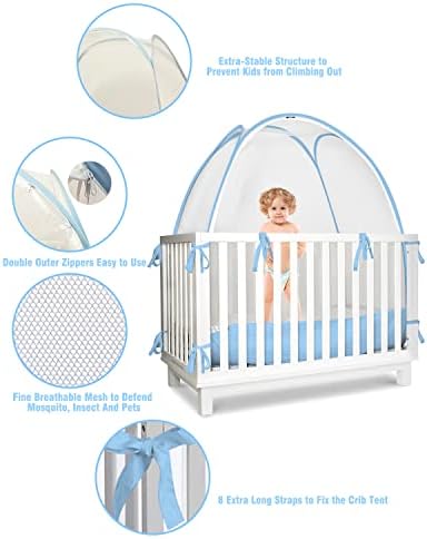 אוהל עריסה בטיחות לתינוק ישן, חופה נטו עריסה לנשימה כדי למנוע מהתינוק לטפס החוצה, צצים אוהל חופה
