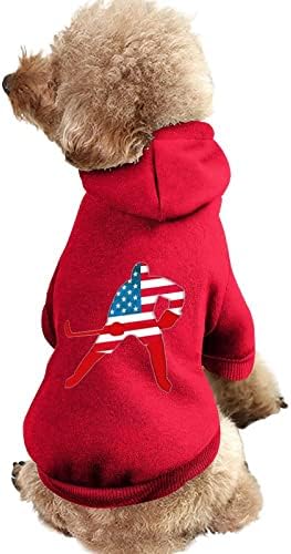 נגן הוקי אמריקאי כלב חולצה מקשה אחת תחפושת כלבים טרנדית עם אביזרי חיית מחמד כובע