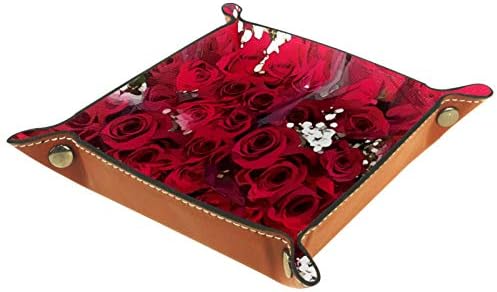 Lyetny זר פרחוני אדום אדום ורד מארגן צבעי מים מגש אחסון קופסת מיטה מיטה קאדי שולחן עבודה מגש החלפת