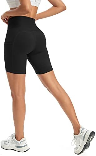ג4 משלוח נשים מכנסי אופנוענים 5/8 אינץ דחיסת יוגה אימון ספורט מכנסיים קצרים עם כיסים גבוהה מותן