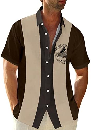 XXBR Mens Mens כפתור מזדמן למטה חולצות שרוול קצר מתאים למוזיקה וינטג 'מוסיקה טלאים