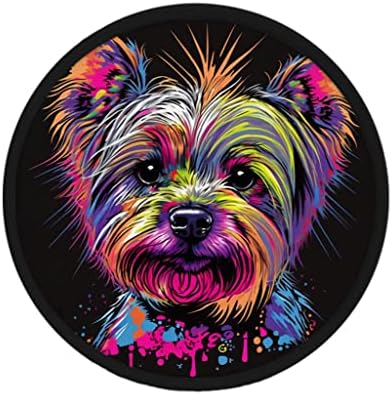 טלאי אמנות של יורקשייר טרייר - אפליקציית טלאים חמודה לבגדים - טלאי הדפסת כלבים - מעגל, שחור