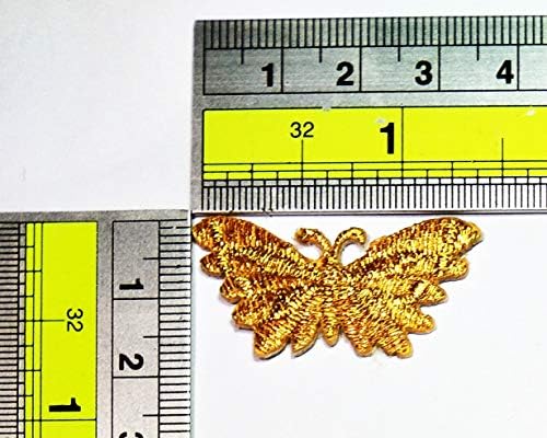 פריטה פרפר זהב קטן מאוד פרחי חרקים חמודים פרחי חרקים מצוירים תפור רקום על טלאי אפליקציות ג'ינס ז'ינס תרמיל