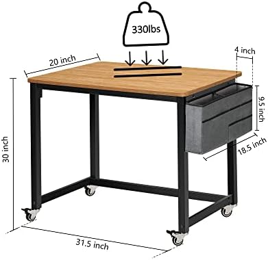 מתגלגל מחשב שולחן עם 4 חלק גלגלים, פשוט סגנון נייד כתיבה שולחן בית משרד מחקר שולחן מטלטלין תחנת עבודה עם מתכת