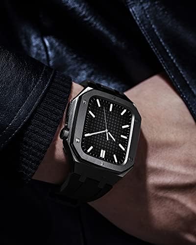 Texum עבור Apple Watch Mod ערכה 45 ממ מארז נירוסטה מחוספס עם להקות לסדרת Apple Watch 7 וסדרה 6/SE/5/4