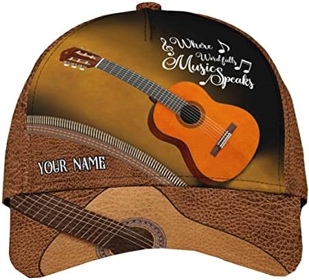 אישית שם אהבת גיטרה מוסיקה עור דפוס קלאסי בייסבול כובע, גיטרה אהבת כובע