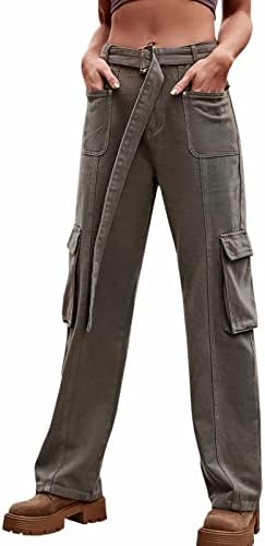מכנסי מטען עם מותניים גבוהים מכנסי מצנח רגל רחבים ישר וינטג 'y2k נמוך עלייה מכנסי טרנינג ג'וג'ר.