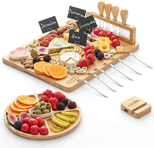 לוחות צ'רקוטרי במבוק של Weoowin - לוח גבינה וסכין סכין, חומרי בית ייחודיים, חג ההודיה, חתונה, יום הולדת, מתנות