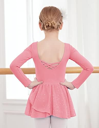 ארשינר ילדים בנות קלאסי ארוך שרוול בגד גוף ריקוד בלט שמלה