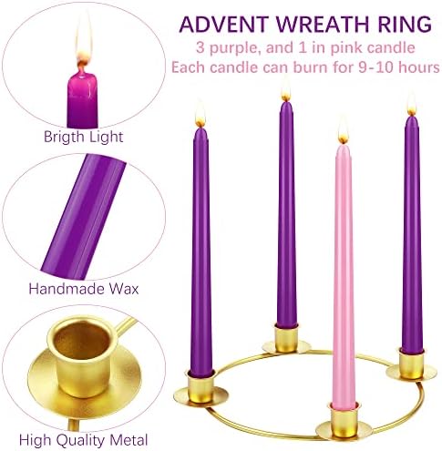 טבעת זרים של חג המולד של חג המולד טבעת טבעת מחזיק נרות אורך 10 אינץ