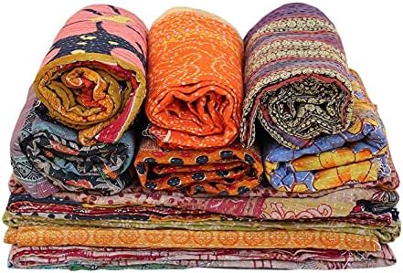 חבילת בוהו סנסקריטי של 5 מיטות מיטות וינטג 'של שמיכה הודית, זריקות, ראלי, סיטונאות מגרש קנתה שמיכת הפוך