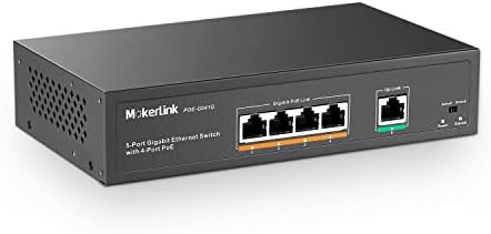 Mokerlink 5 Port Gigabit Poe Switch, עם 4 POE+ יציאות 1000 מגהביט לשנייה, 78W IEEE802.3AF/AT, תקע ומשחק לא
