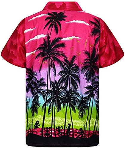טופנדר אופנה כפתור מזדמן של גברים הוואי הדפס חוף חוף שרוול קצר מהיר חולצה עליונה יבש